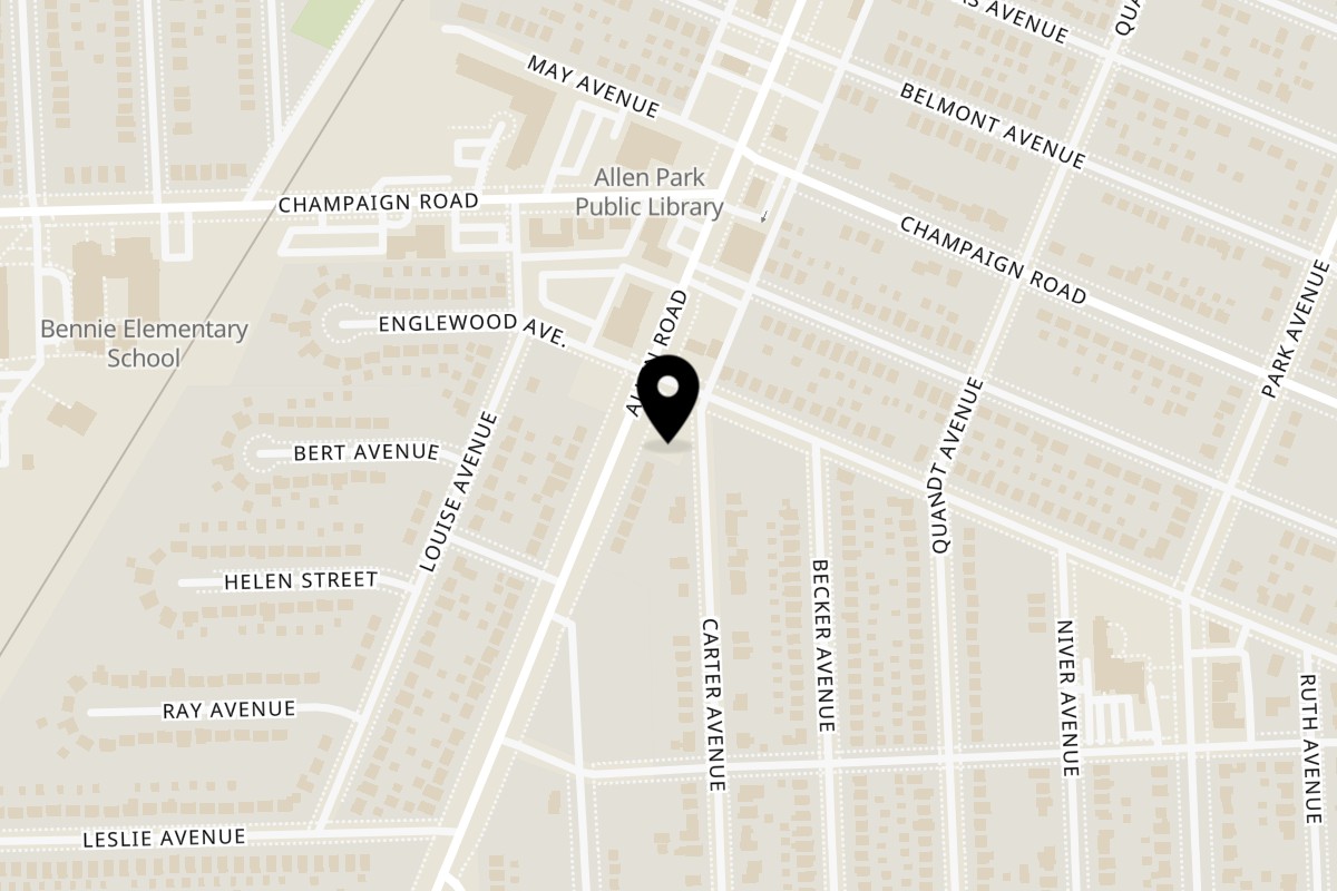 Map showing the location of Angelina's Mexican Restaurant Allen Park on 8425 Allen Rd in Allen Park